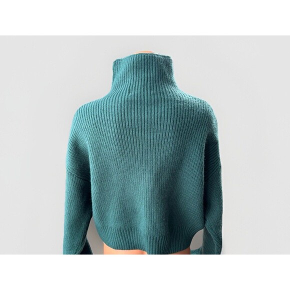 Listicle Heavy Knit Sweater Size L Green Blue Mock Neck Boxy - Picture 4 of 5